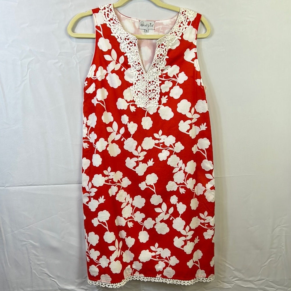 Mudd Pie Sleeveless Sz Medium Orange & White Dress. Lg 36 inches pit to pit 18.